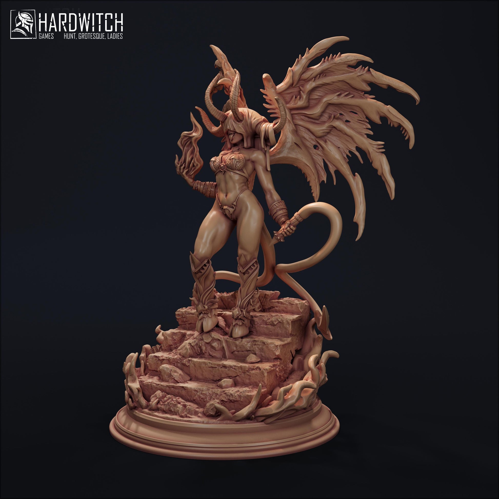 Succubus Thara Miniature - 28mm / 32mm / 36mm / 75mm - HardWitch Games - Resin Printed Figure for D&D, TTRPGs, and Board Games