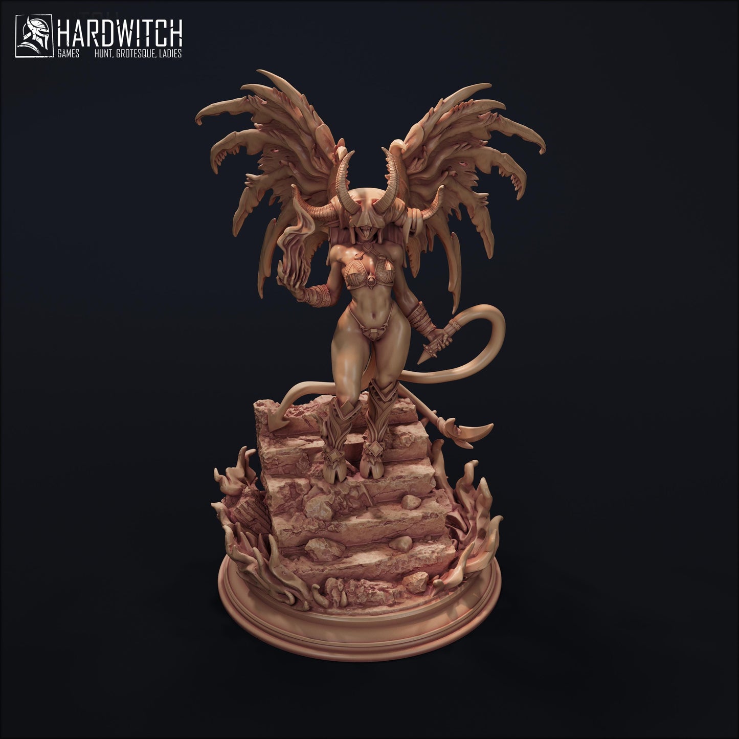 Succubus Thara Miniature - 28mm / 32mm / 36mm / 75mm - HardWitch Games - Resin Printed Figure for D&D, TTRPGs, and Board Games