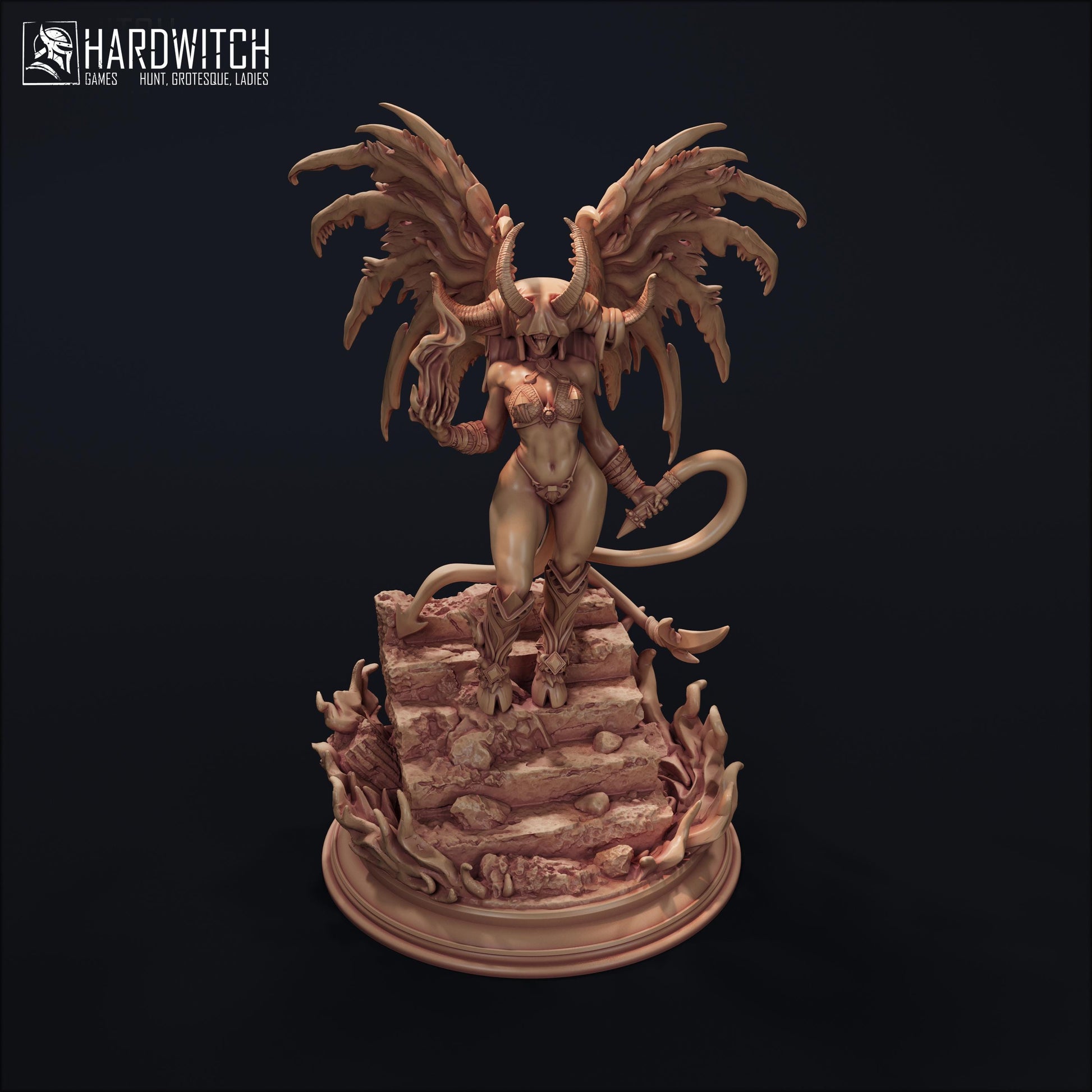 Succubus Thara Miniature - 28mm / 32mm / 36mm / 75mm - HardWitch Games - Resin Printed Figure for D&D, TTRPGs, and Board Games