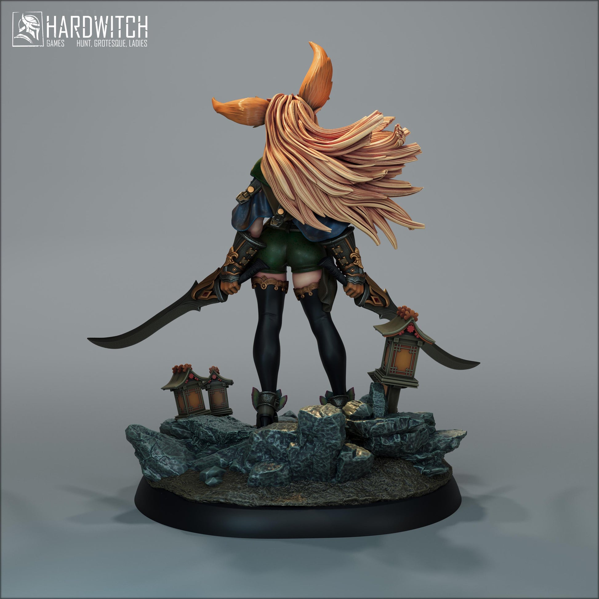 Foxgirl Vestra Eralima Miniature - 28mm / 32mm / 36mm / 75mm - HardWitch Games - Resin Printed Figure for D&D, TTRPGs, and Board Games