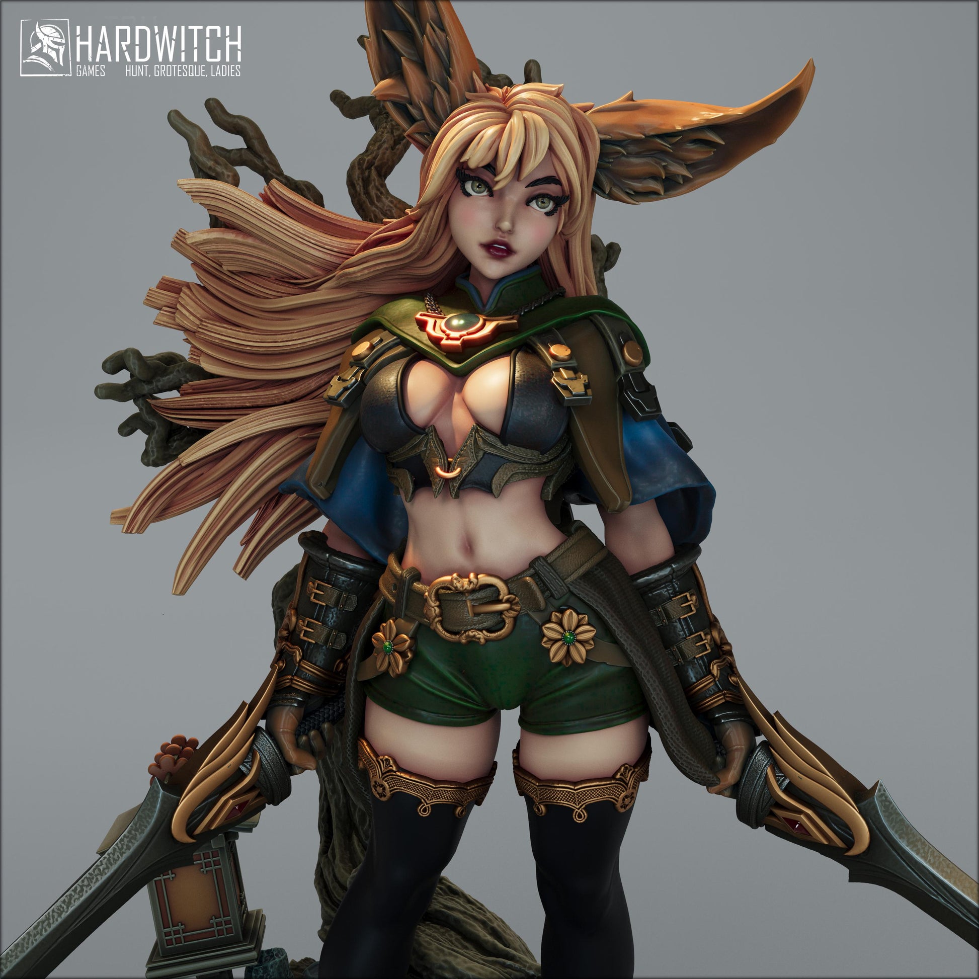 Foxgirl Vestra Eralima Miniature - 28mm / 32mm / 36mm / 75mm - HardWitch Games - Resin Printed Figure for D&D, TTRPGs, and Board Games