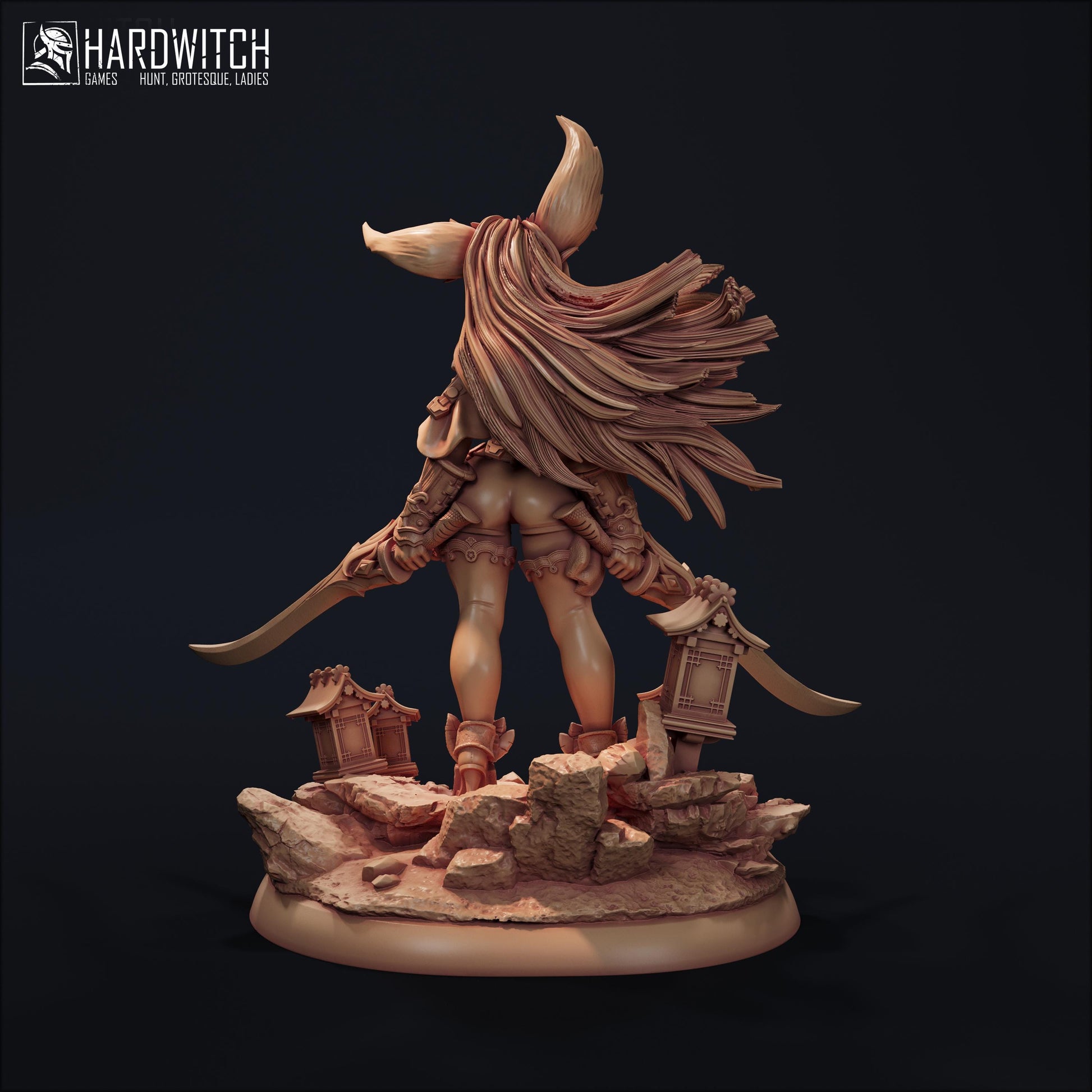 Foxgirl Vestra Eralima Miniature - 28mm / 32mm / 36mm / 75mm - HardWitch Games - Resin Printed Figure for D&D, TTRPGs, and Board Games