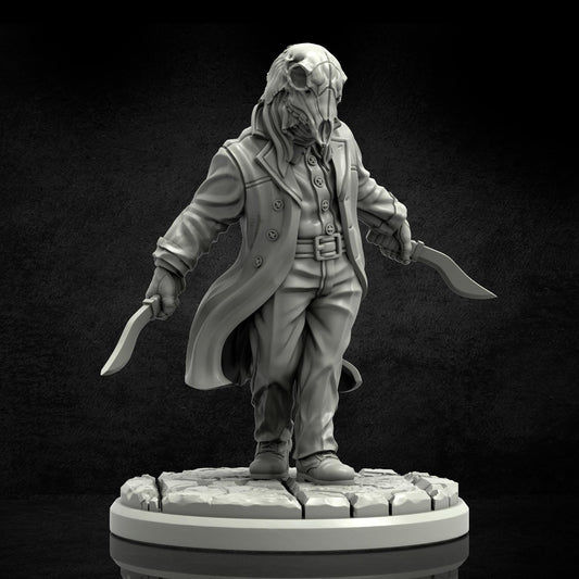 Masked Hunter Miniature - 28mm / 32mm / 36mm - Adaevy Creations - Resin Printed Figure for Arkham Horror and Lovecraftian TTRPGs