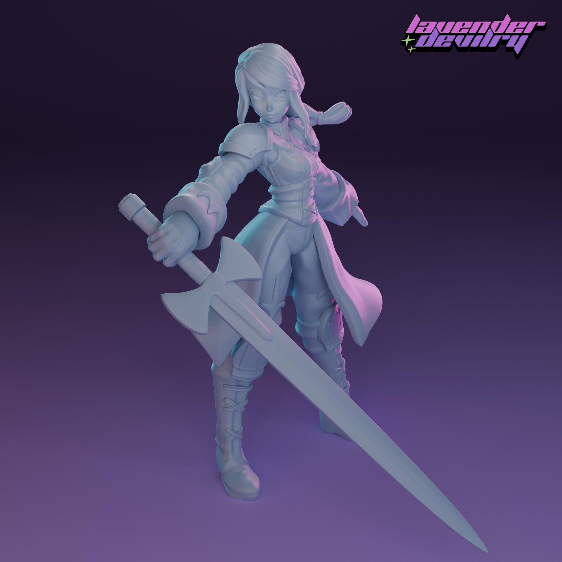 Holy Knight Miniature - 28mm / 32mm / 36mm / 75mm - Lavender Devilry - Resin Printed Figure for D&D, TTRPGs and Board Games
