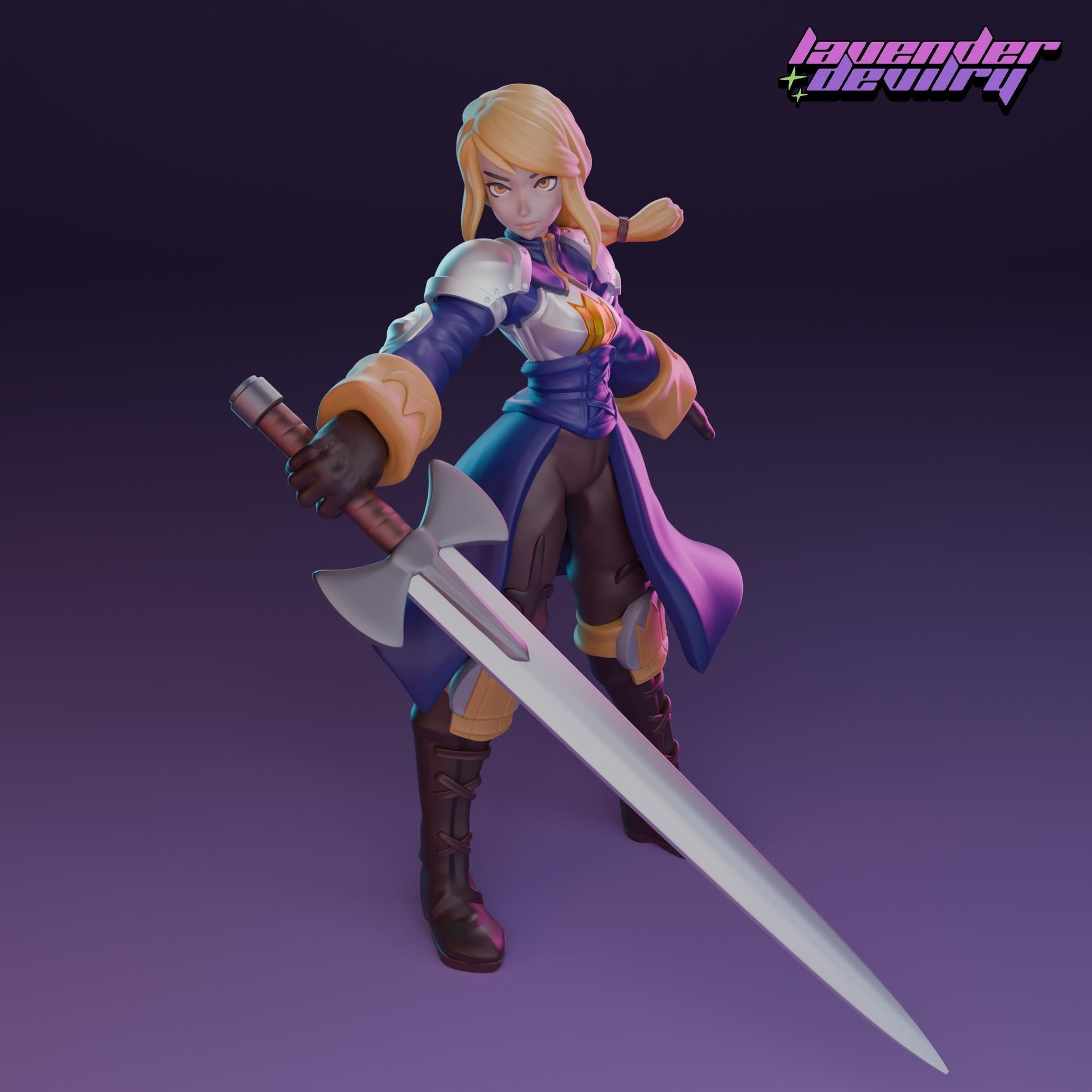 Holy Knight Miniature - 28mm / 32mm / 36mm / 75mm - Lavender Devilry - Resin Printed Figure for D&D, TTRPGs and Board Games