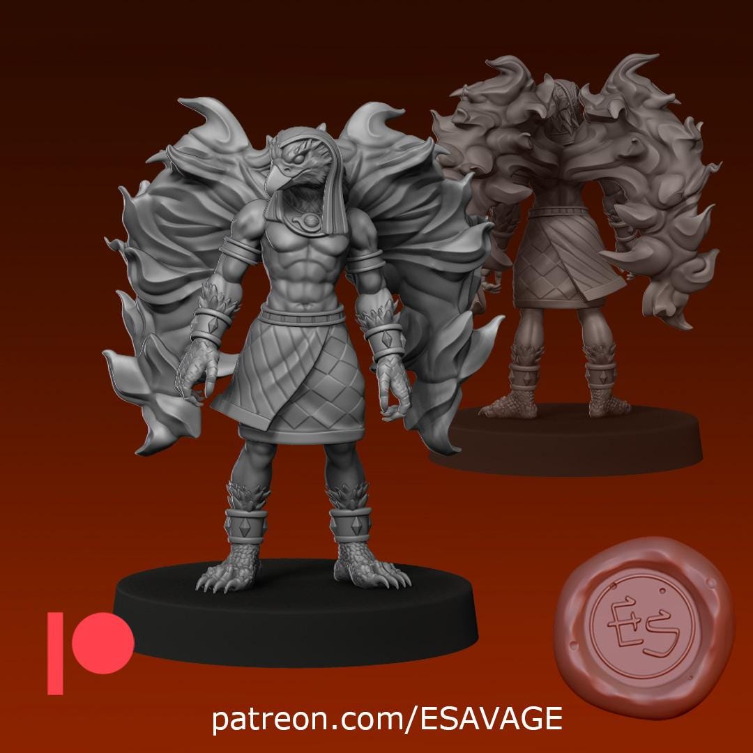 Egyptian God Miniature (6 Variations) - 28mm / 32mm / 36mm - Ethan Savage Studios - Resin Printed Figure for D&D, TTRPGs, and Board Games