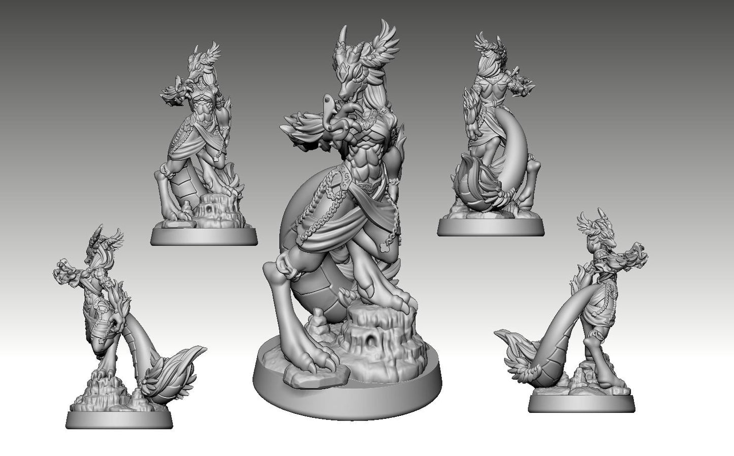 Sahara, Crowned Scales Miniature - 28mm / 32mm / 36mm - LPOMC - Resin Printed Figure for D&D, TTRPGs, and Board Games