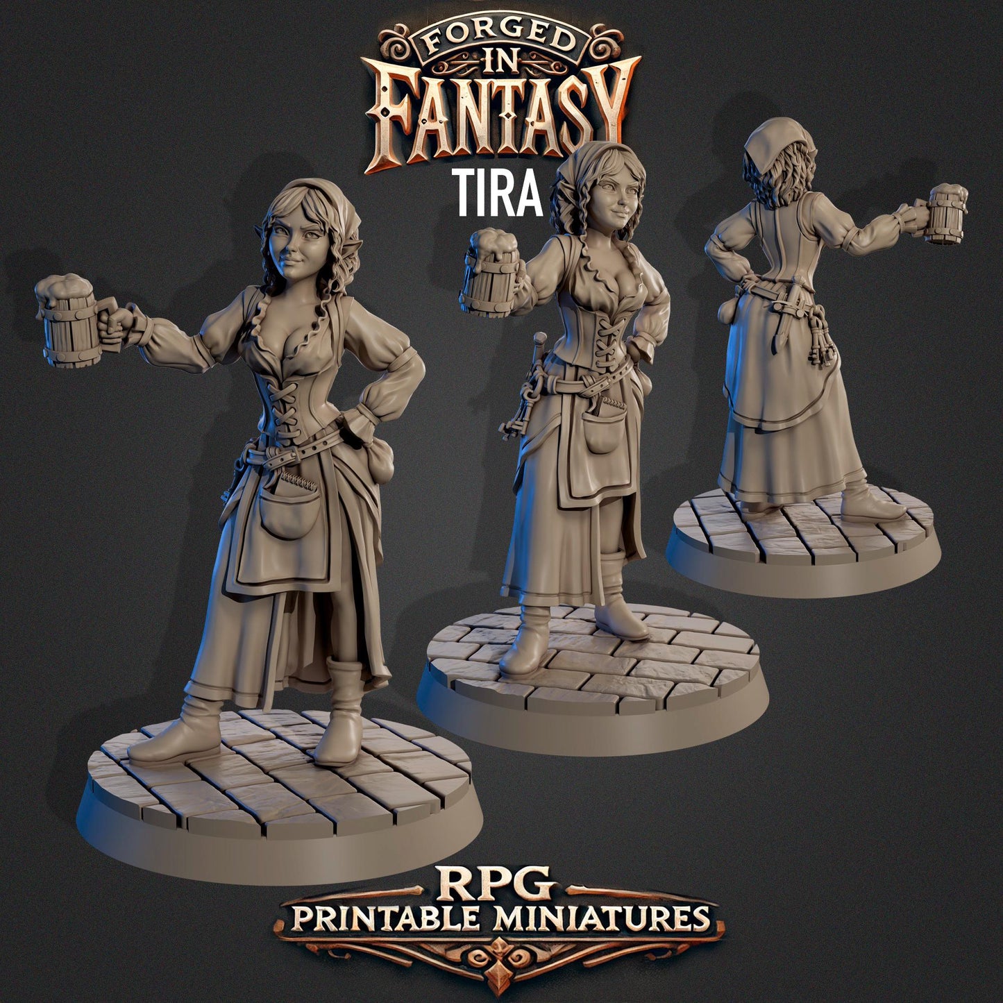 Forged in Fantasy Miniature (6 Variations) - Claudia's Gallery - 28mm / 32mm / 36mm / 75mm - Resin Printed Figure for D&D and TTRPGs