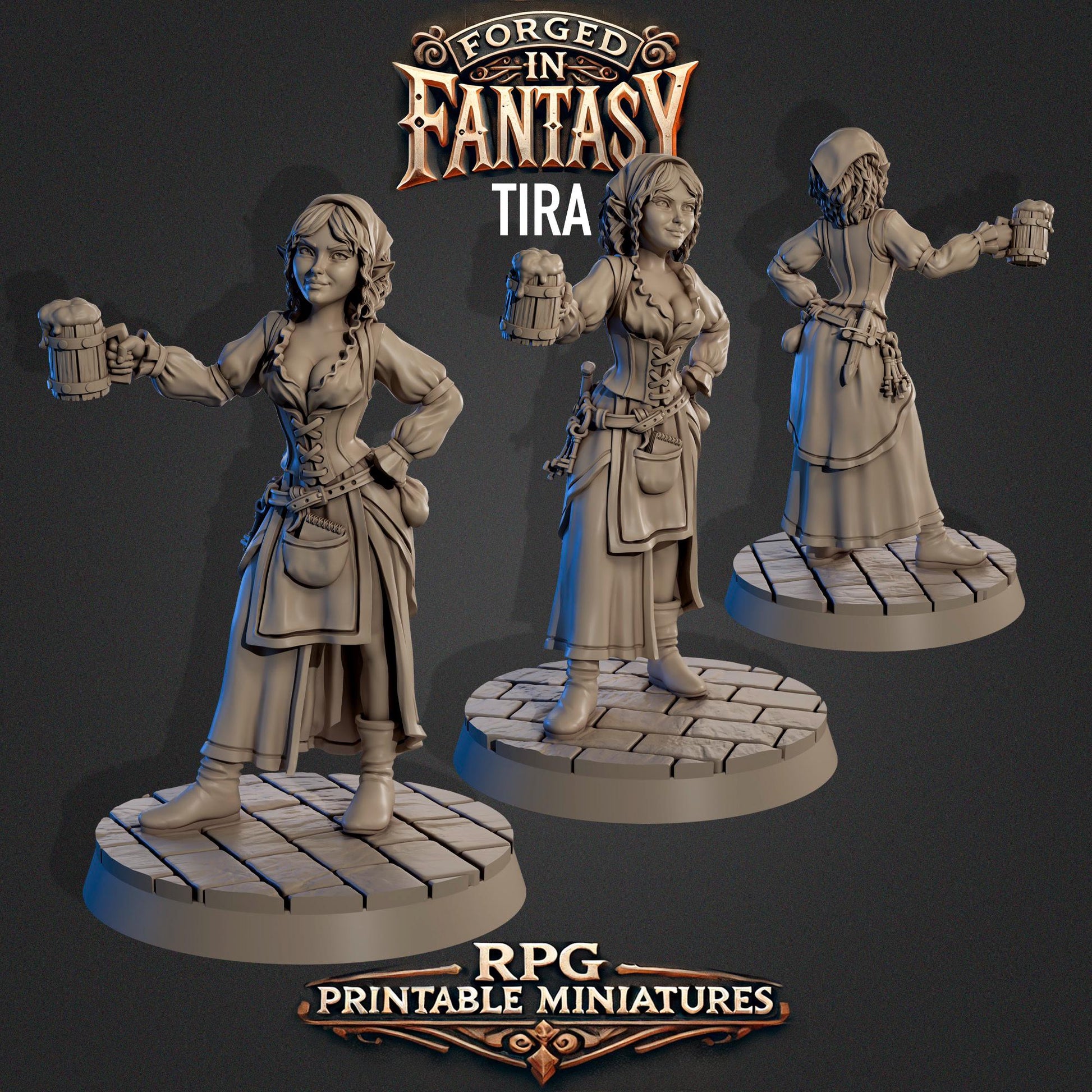 Forged in Fantasy Miniature (6 Variations) - Claudia's Gallery - 28mm / 32mm / 36mm / 75mm - Resin Printed Figure for D&D and TTRPGs