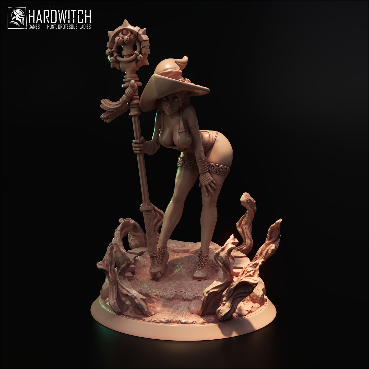 Sorceress Brietta Stax Figure - 75mm / 120mm - HardWitch Games - Collectible Resin Printed Statue for Painting & Display