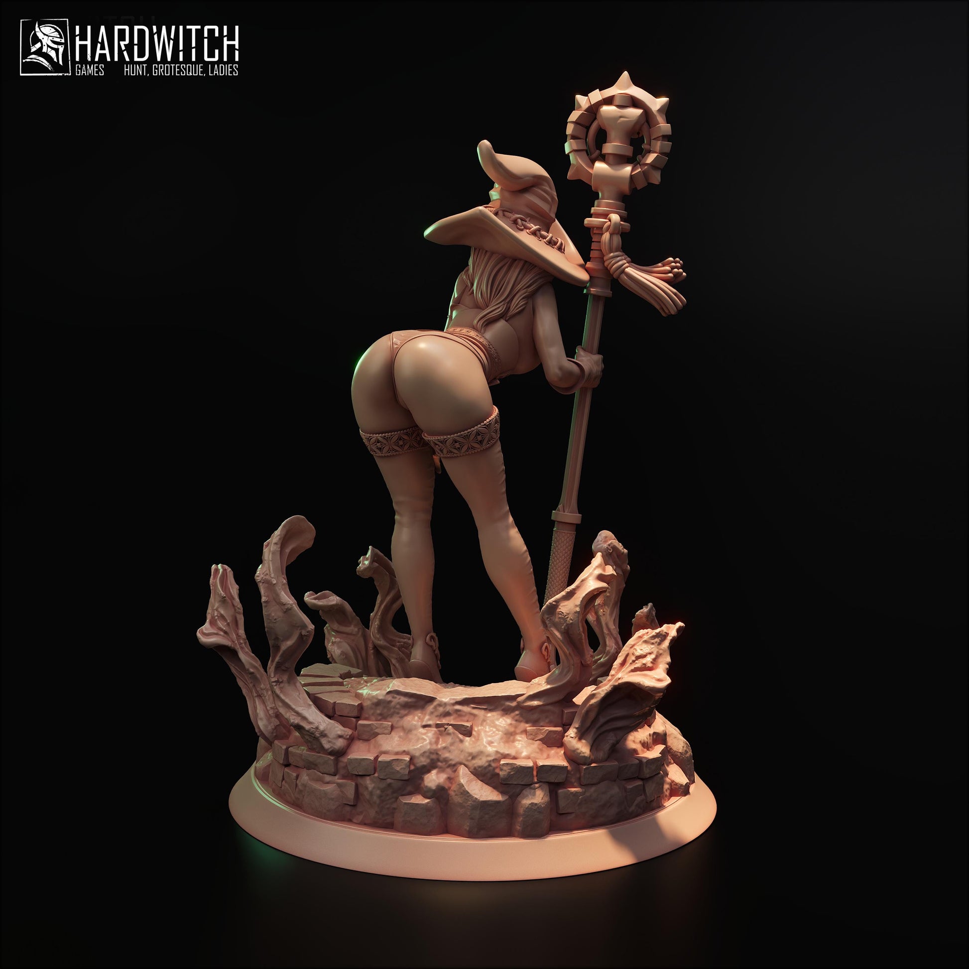 Sorceress Brietta Stax Figure - 75mm / 120mm - HardWitch Games - Collectible Resin Printed Statue for Painting & Display