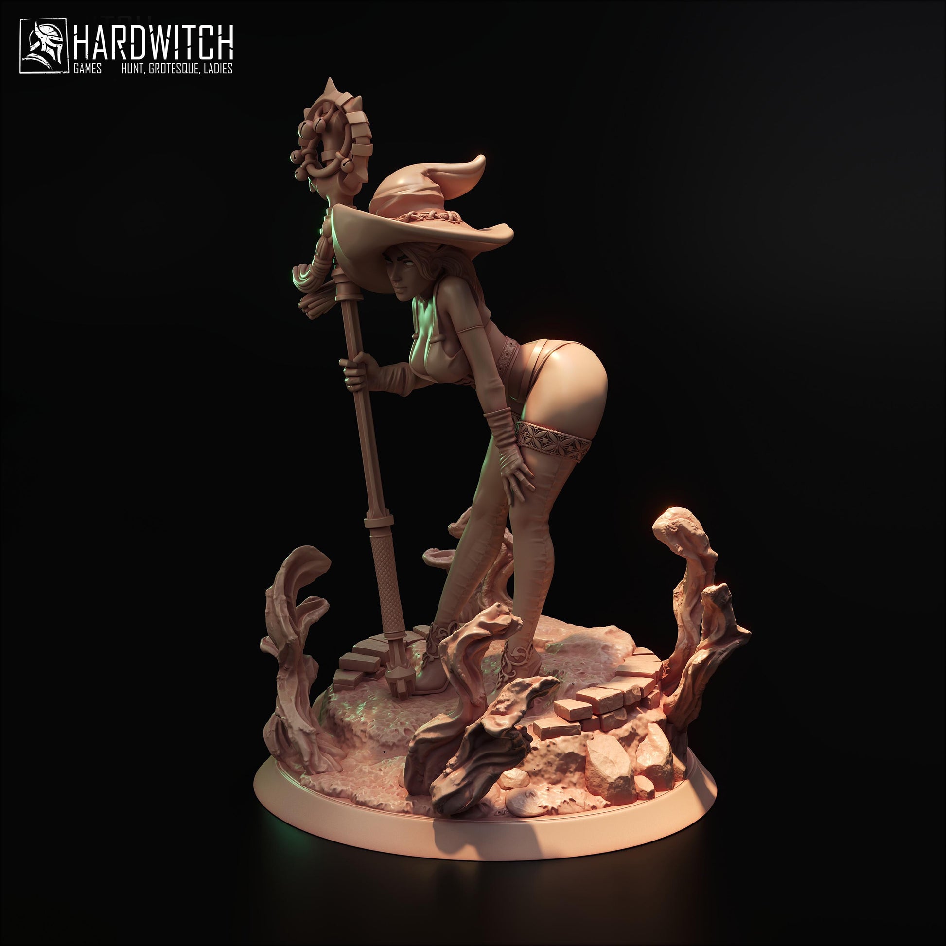 Sorceress Brietta Stax Figure - 75mm / 120mm - HardWitch Games - Collectible Resin Printed Statue for Painting & Display