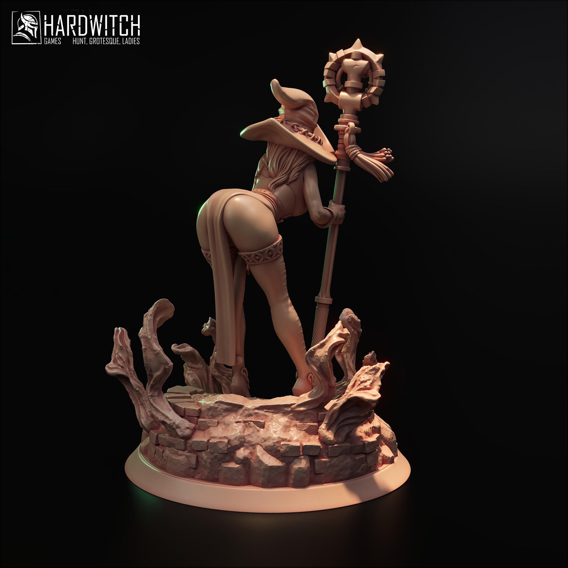 Sorceress Brietta Stax Figure - 75mm / 120mm - HardWitch Games - Collectible Resin Printed Statue for Painting & Display