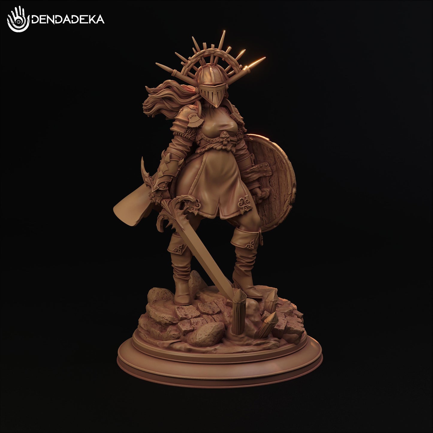 Paladin Argana Stroim Figure (w/NSFW Option) - 75mm / 120mm - Dendadeka - Collectible Resin Printed Statue for Painting & Display