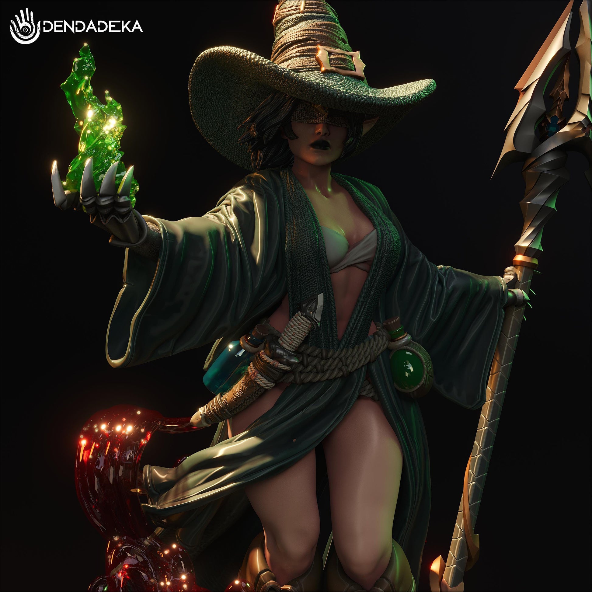 Witch Fogarda Tride Figure (w/NSFW Option) - 75mm / 120mm - Dendadeka - Collectible Resin Printed Statue for Painting & Display