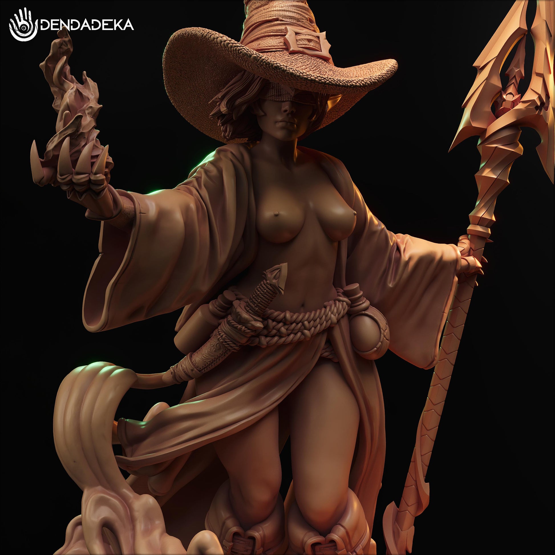 Witch Fogarda Tride Figure (w/NSFW Option) - 75mm / 120mm - Dendadeka - Collectible Resin Printed Statue for Painting & Display
