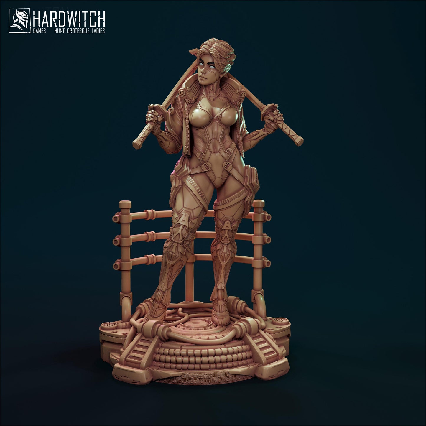 Edgerunner Martena Trambaleen Figure - 75mm / 154mm - HardWitch Games - Collectible Resin Printed Statue for Painting & Display