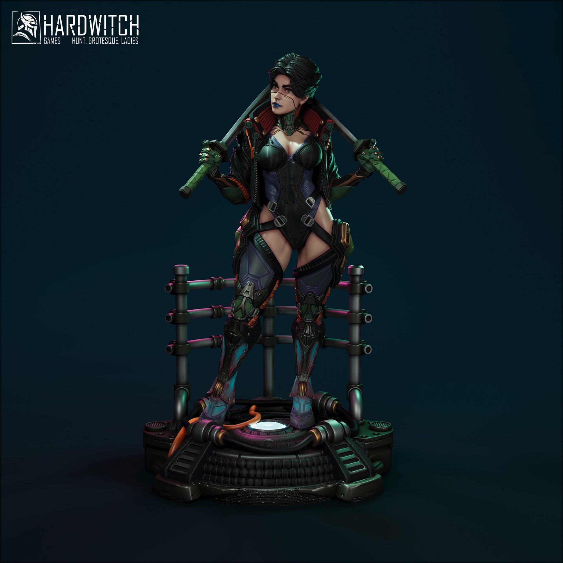 Edgerunner Martena Trambaleen Figure - 75mm / 154mm - HardWitch Games - Collectible Resin Printed Statue for Painting & Display