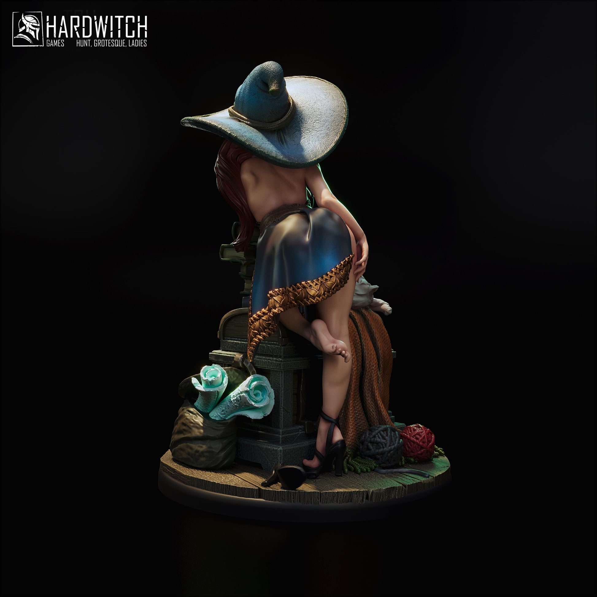Sorceress Sandra Paxter Miniature (w/NSFW Option) - 75mm / 120mm - HardWitch Games - Collectible Resin Printed Statue for Painting & Display
