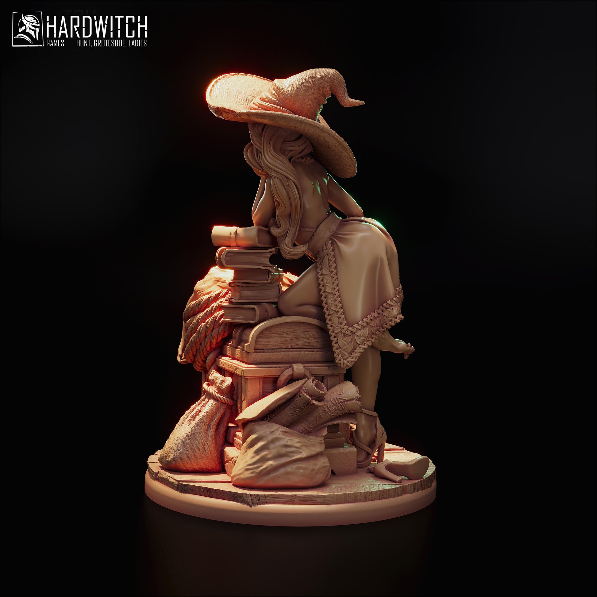 Sorceress Sandra Paxter Miniature (w/NSFW Option) - 75mm / 120mm - HardWitch Games - Collectible Resin Printed Statue for Painting & Display