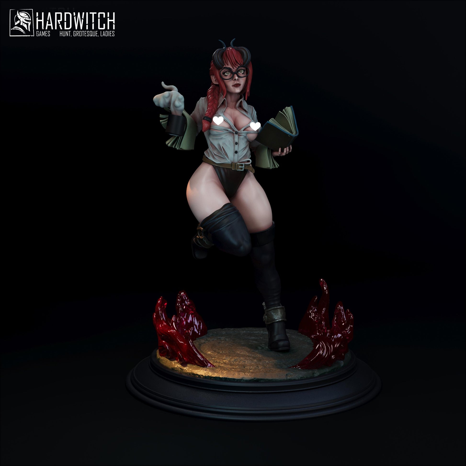 Sorceress Linda Azulay Miniature (w/NSFW Option) - 75mm / 120mm - HardWitch Games - Collectible Resin Printed Statue for Painting & Display