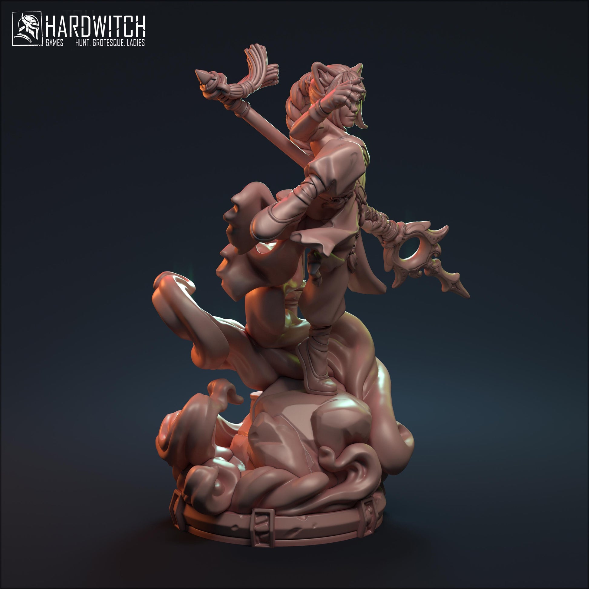 Catgirl Monk Bakeneko Miniature - 28mm / 32mm / 36mm / 75mm - HardWitch Games - Resin Printed Figure for D&D, TTRPGs, and Board Games