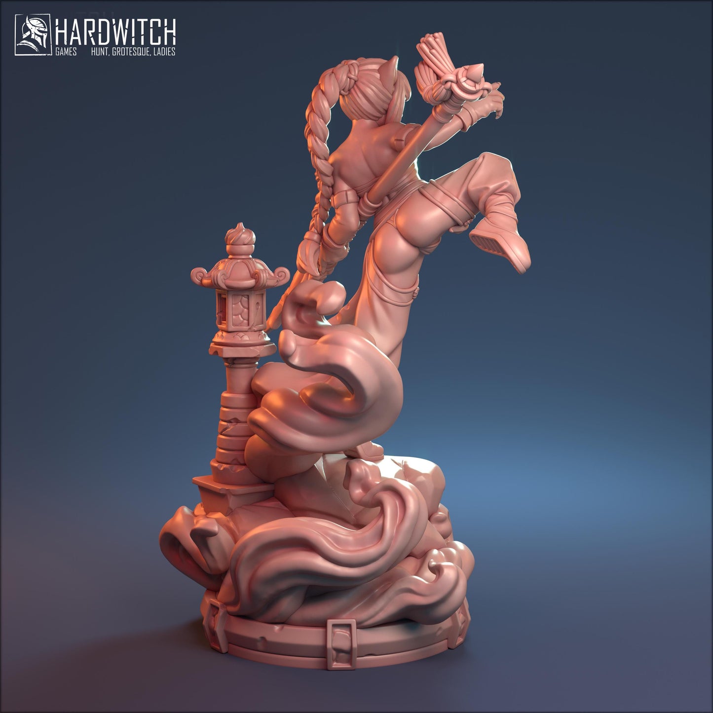 Catgirl Monk Bakeneko Miniature - 28mm / 32mm / 36mm / 75mm - HardWitch Games - Resin Printed Figure for D&D, TTRPGs, and Board Games