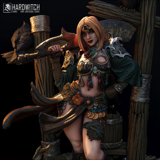 Leenhva O'Braites Miniature (w/NSFW Option) - 28mm / 32mm / 36mm / 75mm - HardWitch Games - Resin Printed Figure for D&D and TTRPGs