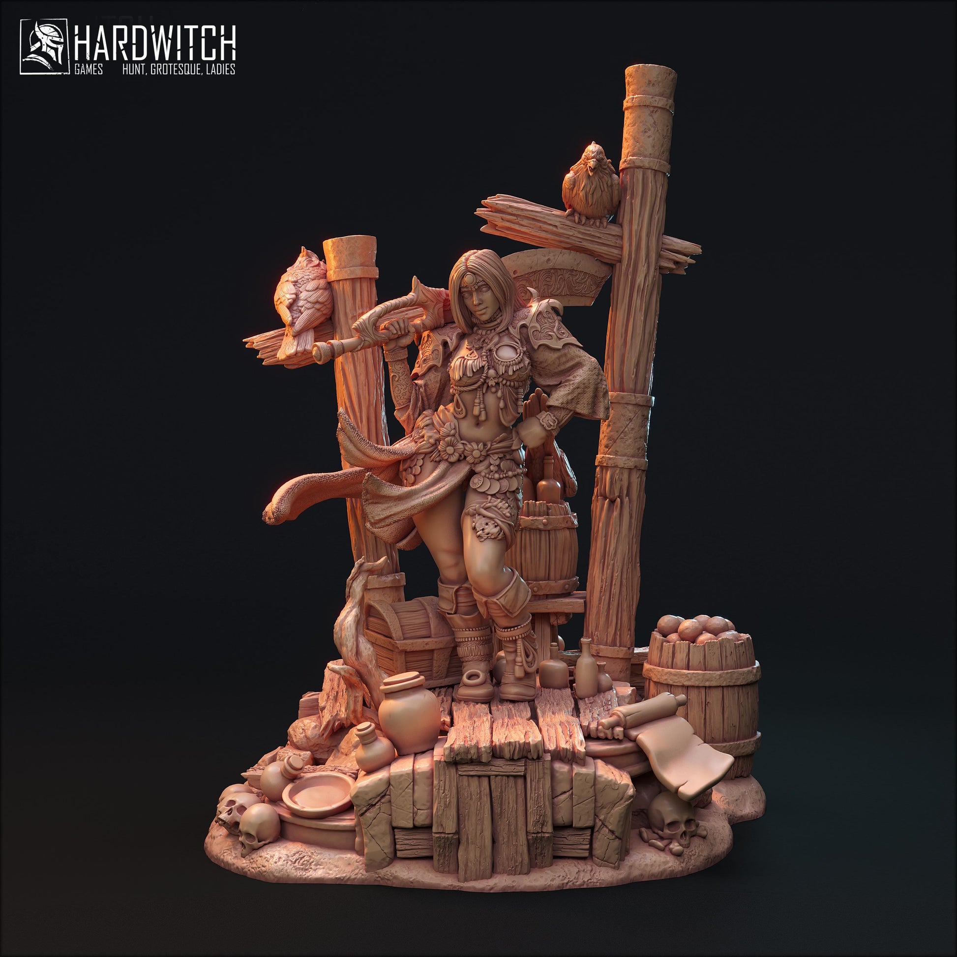 Leenhva O'Braites Miniature (w/NSFW Option) - 28mm / 32mm / 36mm / 75mm - HardWitch Games - Resin Printed Figure for D&D and TTRPGs