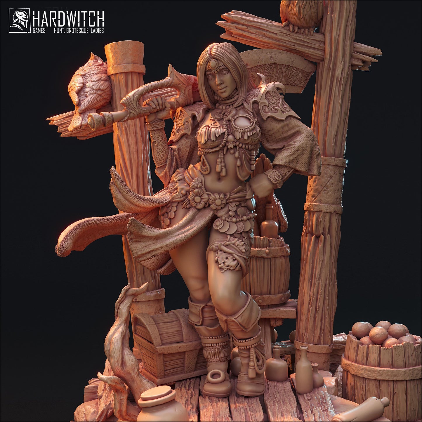 Leenhva O'Braites Miniature (w/NSFW Option) - 28mm / 32mm / 36mm / 75mm - HardWitch Games - Resin Printed Figure for D&D and TTRPGs