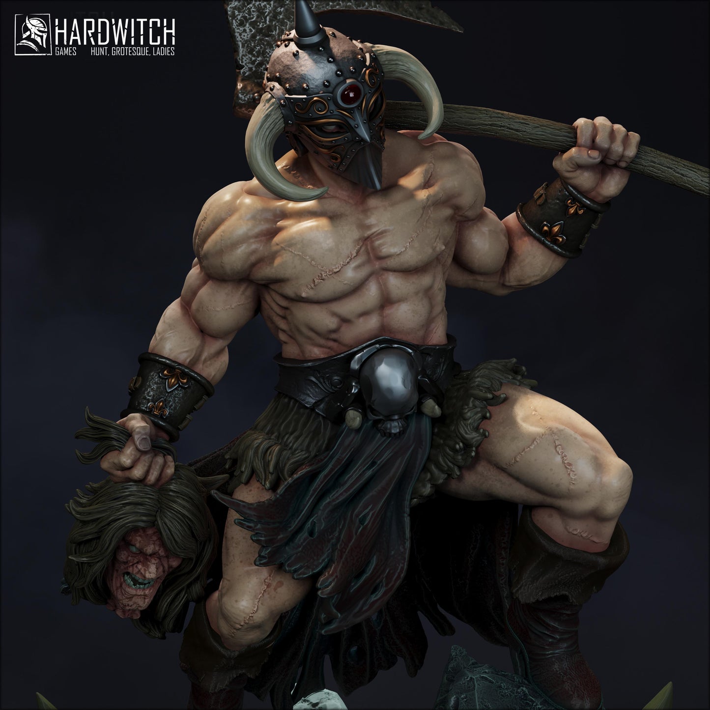 Headtaker Miniature - 28mm / 32mm / 36mm / 75mm - HardWitch Games - Resin Printed Figure for D&D, TTRPGs, and Board Games