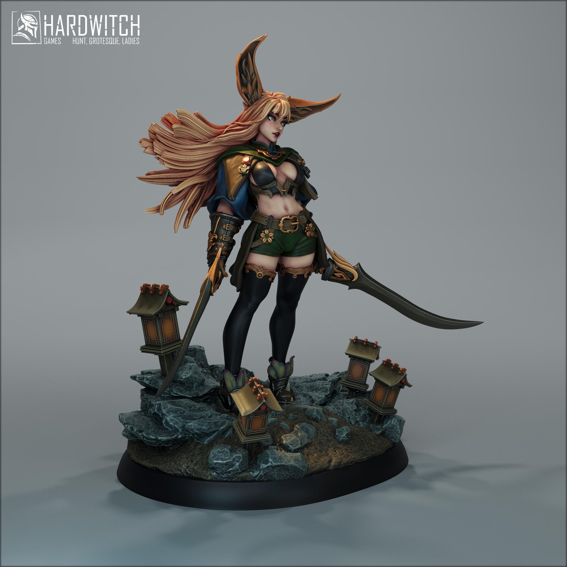 Foxgirl Vestra Eralima Miniature - 28mm / 32mm / 36mm / 75mm - HardWitch Games - Resin Printed Figure for D&D, TTRPGs, and Board Games
