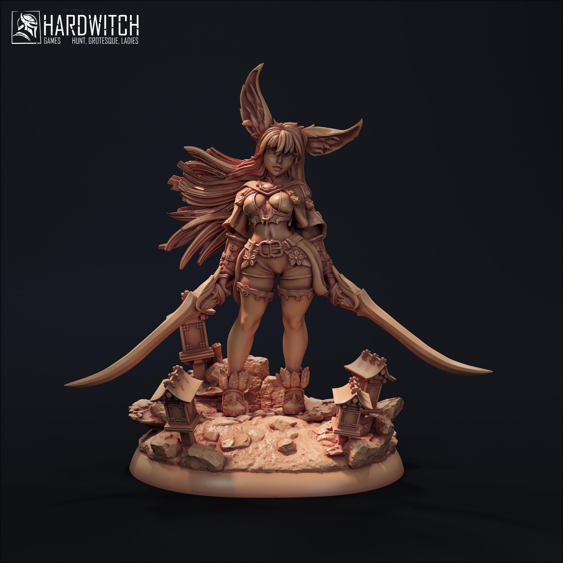 Foxgirl Vestra Eralima Miniature - 28mm / 32mm / 36mm / 75mm - HardWitch Games - Resin Printed Figure for D&D, TTRPGs, and Board Games