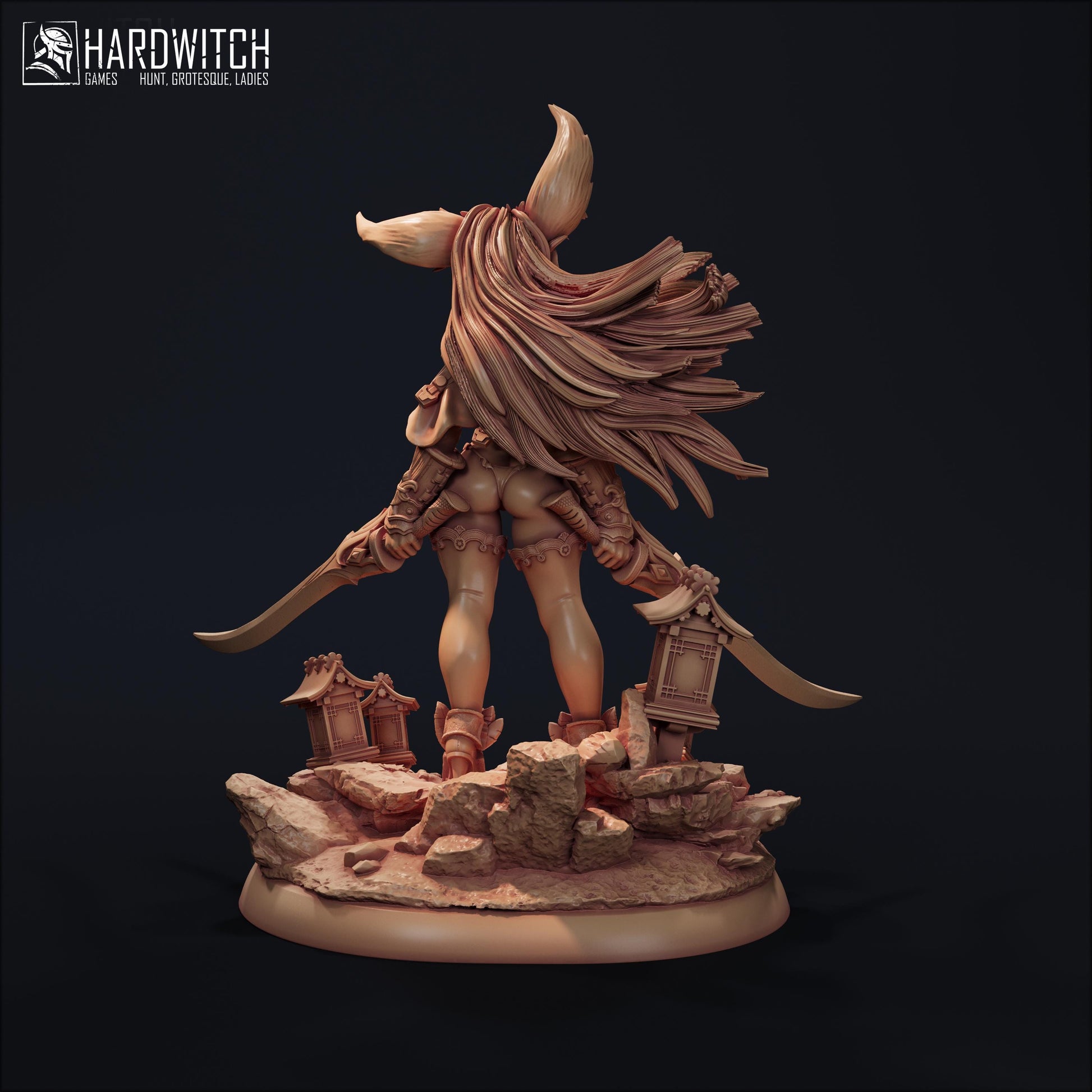 Foxgirl Vestra Eralima Miniature - 28mm / 32mm / 36mm / 75mm - HardWitch Games - Resin Printed Figure for D&D, TTRPGs, and Board Games
