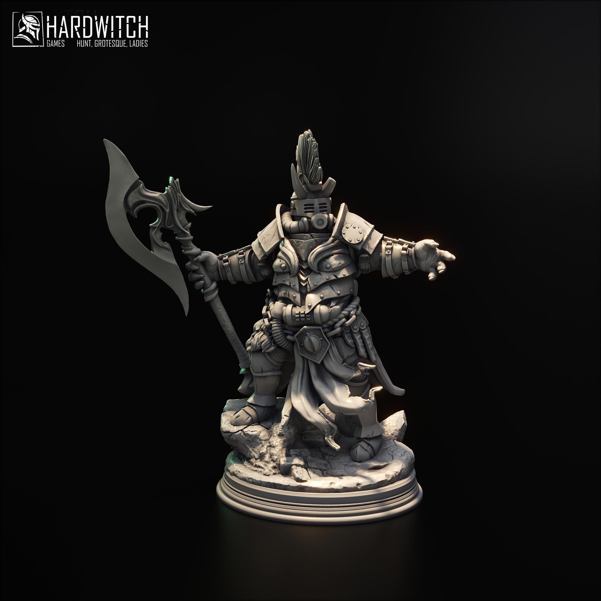 Infernal Anointed Axe Miniature - 28mm / 32mm / 36mm - HardWitch Games - Resin Printed Figure for D&D, TTRPGs, and Board Games