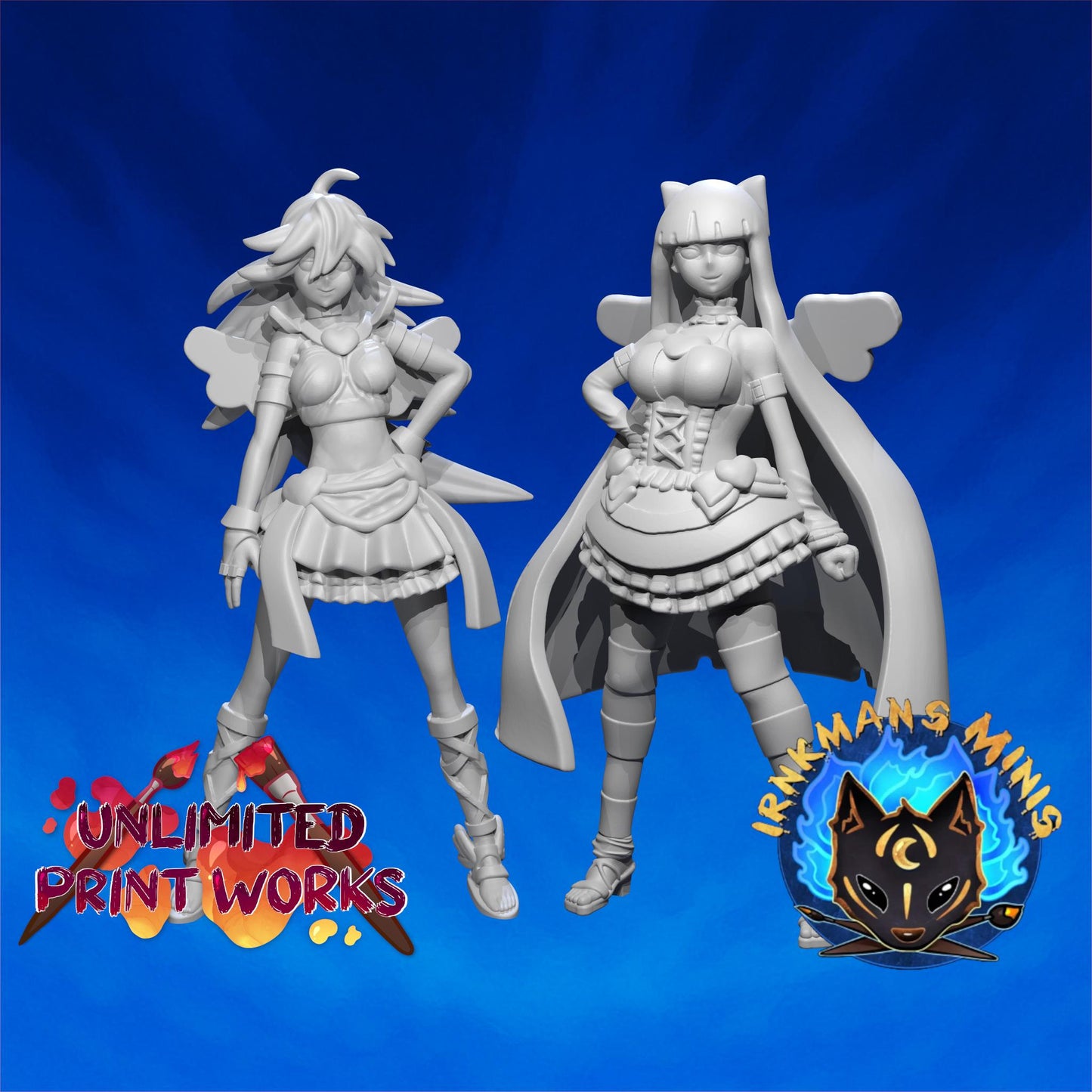 Anarchy Sisters Miniature - 28mm / 32mm / 36mm - Irnkman's Minis - Resin Printed Figure for D&D, TTRPGs, and Board Games