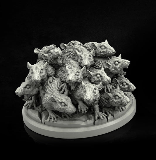Swarm of Rats Miniature - 28mm / 32mm / 36mm - Adaevy Creations - Resin Printed Figure for Arkham Horror and Lovecraftian TTRPGs