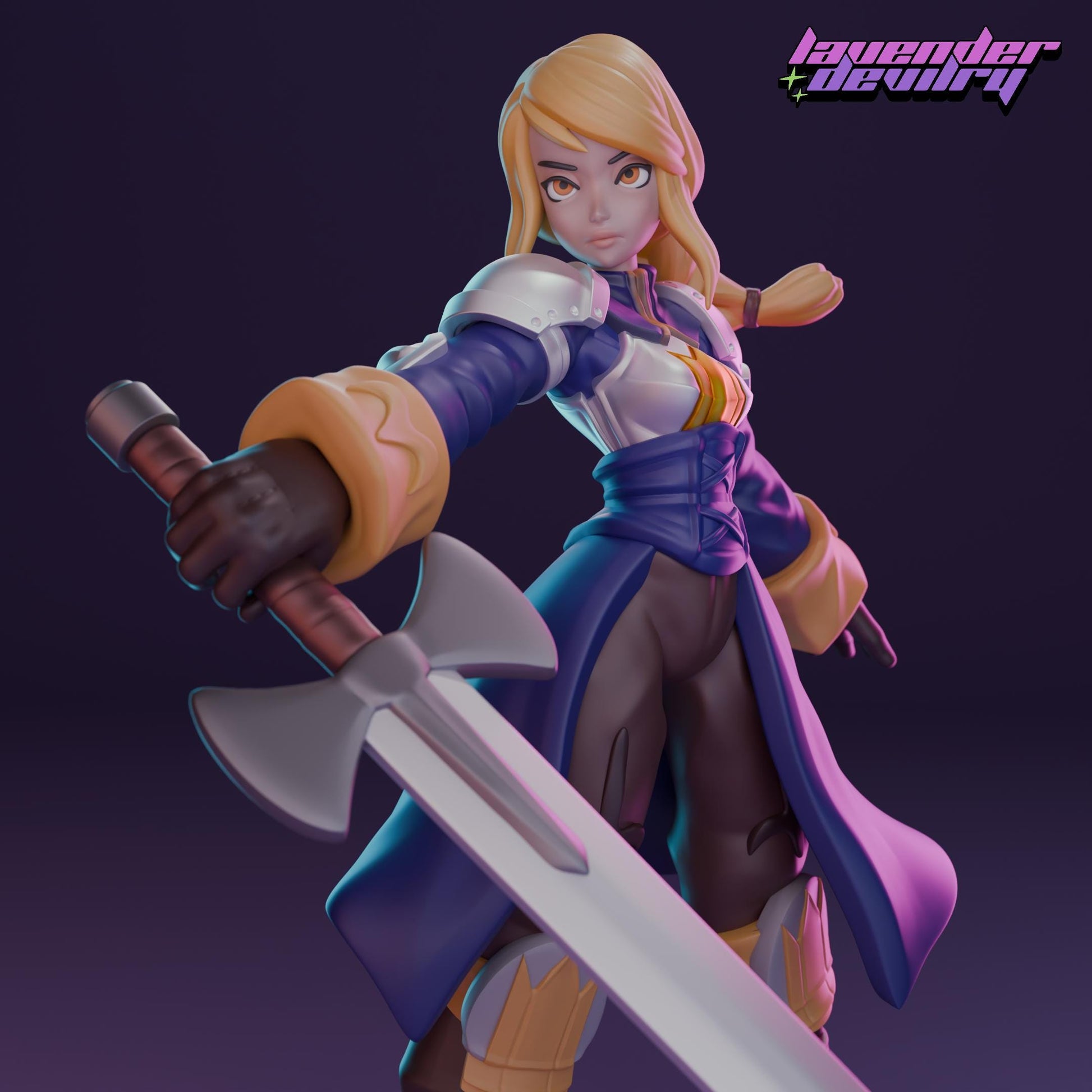 Holy Knight Miniature - 28mm / 32mm / 36mm / 75mm - Lavender Devilry - Resin Printed Figure for D&D, TTRPGs and Board Games