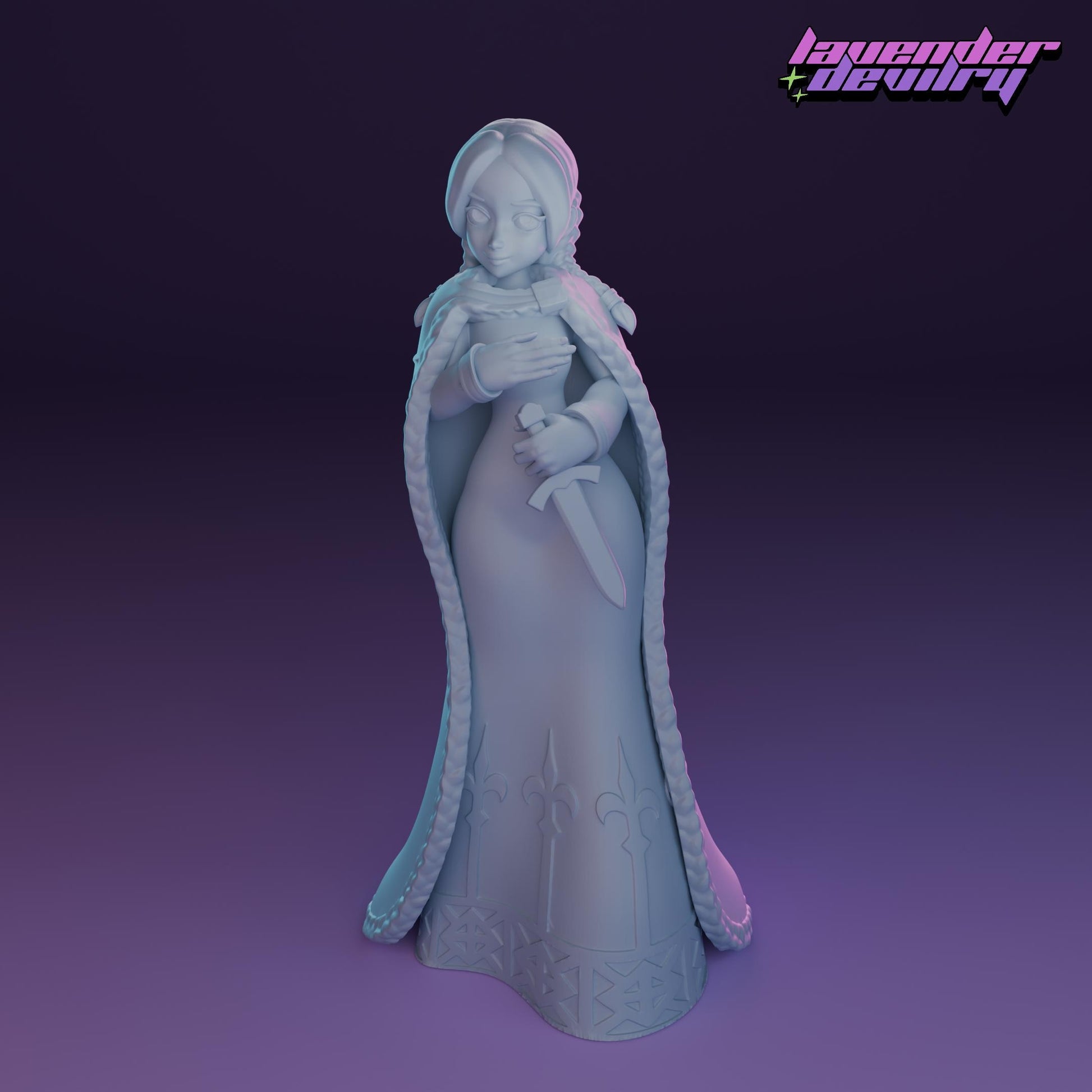 Holy Princess Miniature - 28mm / 32mm / 36mm / 75mm - Lavender Devilry - Resin Printed Figure for D&D, TTRPGs and Board Games