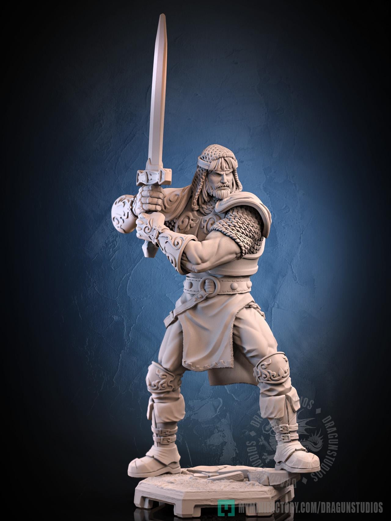 King Arthur Miniature - 28mm / 32mm / 36mm / 75mm - DraGun Studios - Resin Printed Figurine for D&D, TTRPGs, and Board Games