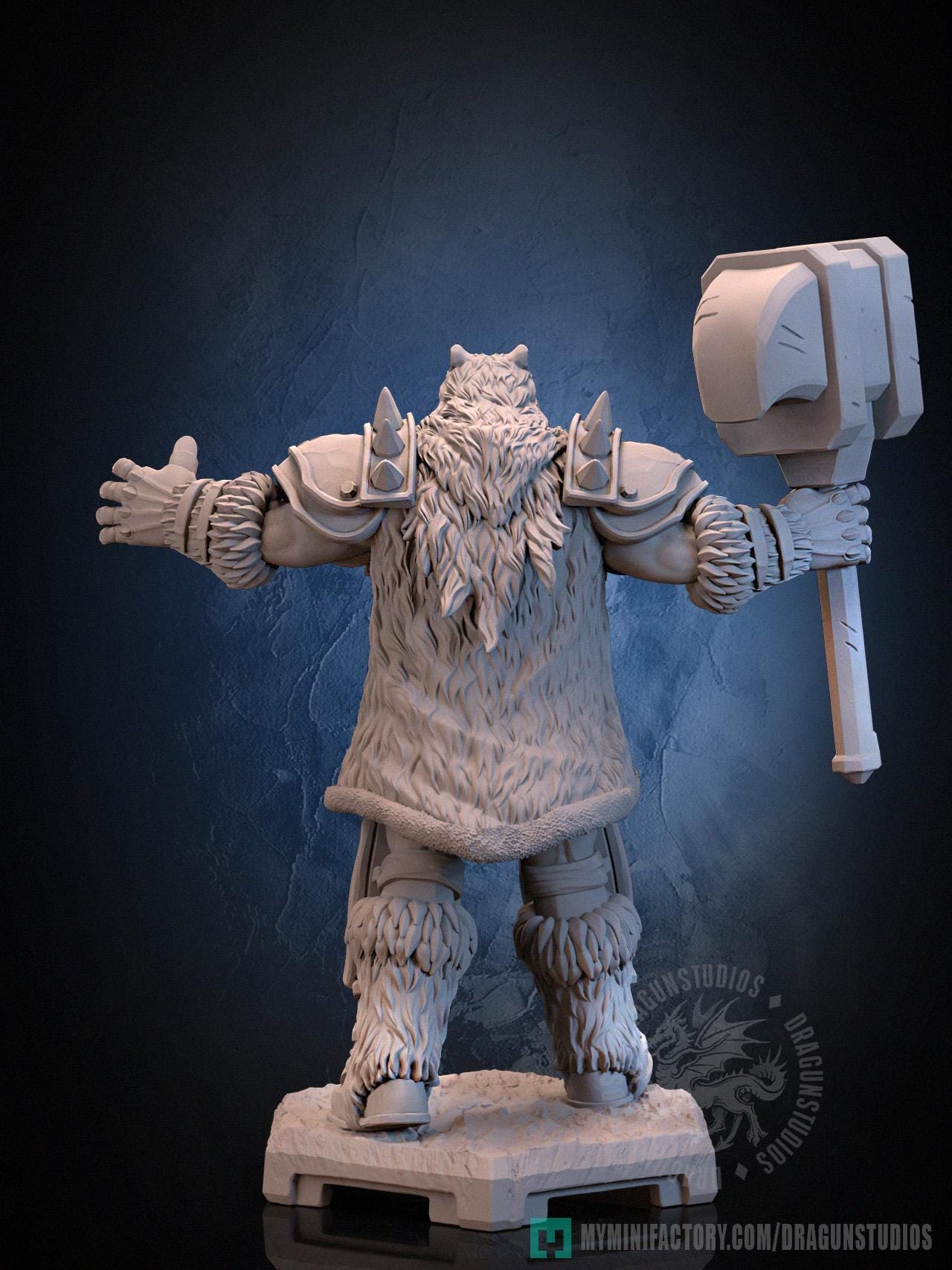 Hammer Bear Miniature - 53mm / 84mm - DraGun Studios - Resin Printed Figurine for D&D, TTRPGs, and Board Games