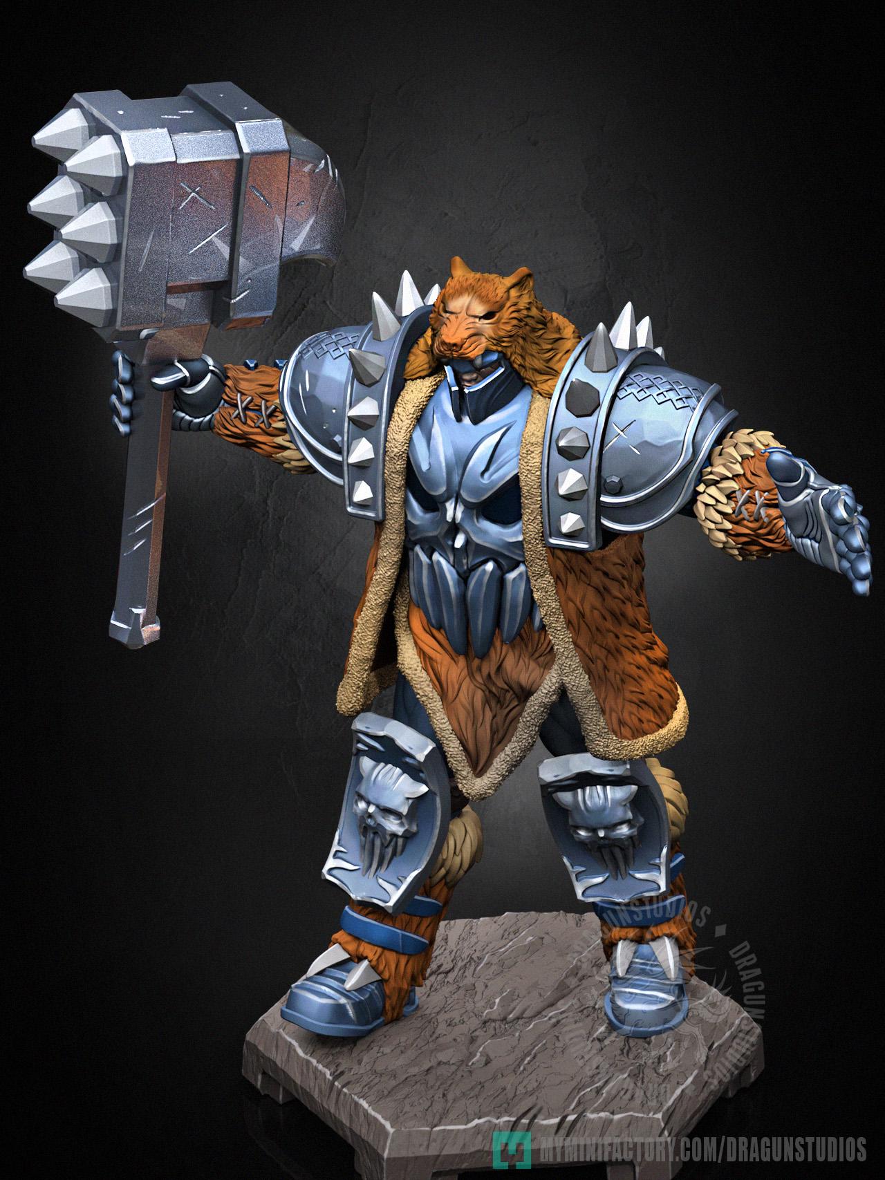 Hammer Bear Miniature - 53mm / 84mm - DraGun Studios - Resin Printed Figurine for D&D, TTRPGs, and Board Games