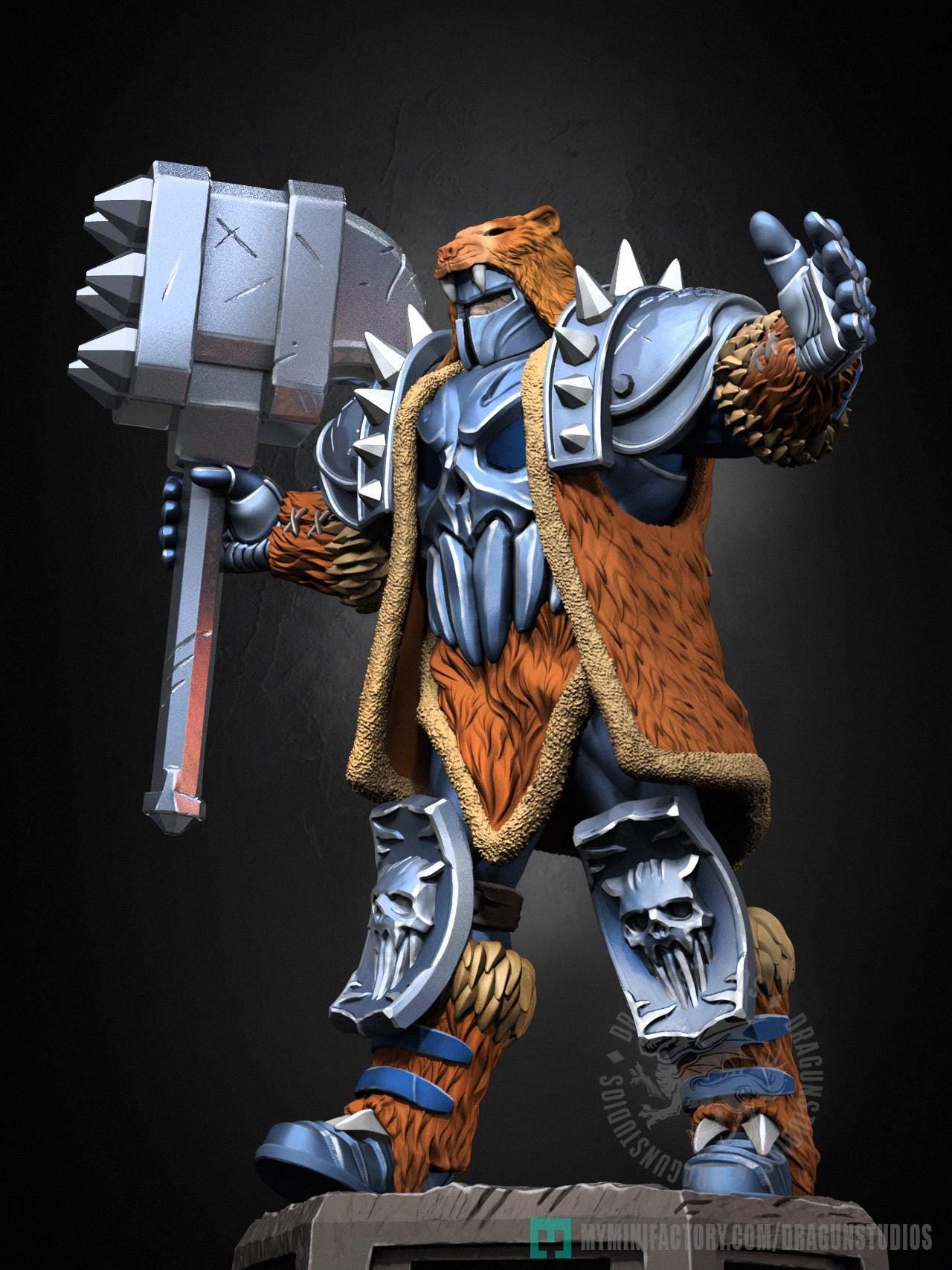 Hammer Bear Miniature - 53mm / 84mm - DraGun Studios - Resin Printed Figurine for D&D, TTRPGs, and Board Games
