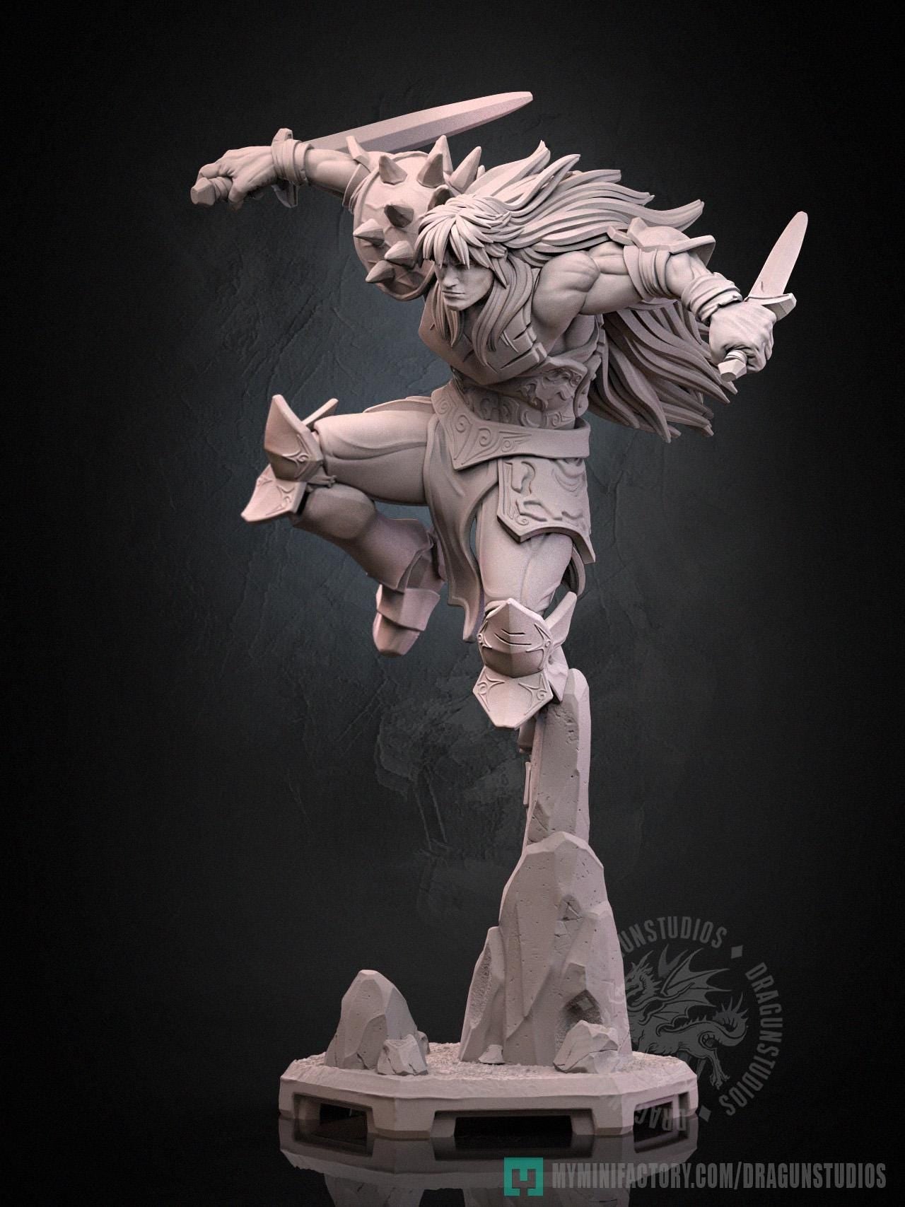Braford and Horse Miniature - 28mm / 32mm / 36mm - DraGun Studios - Resin Printed Figurine for D&D, TTRPGs, and Board Games