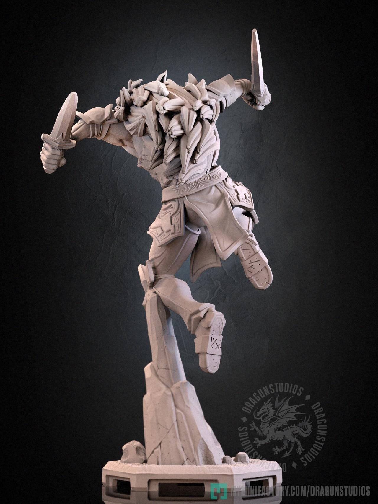 Braford and Horse Miniature - 28mm / 32mm / 36mm - DraGun Studios - Resin Printed Figurine for D&D, TTRPGs, and Board Games