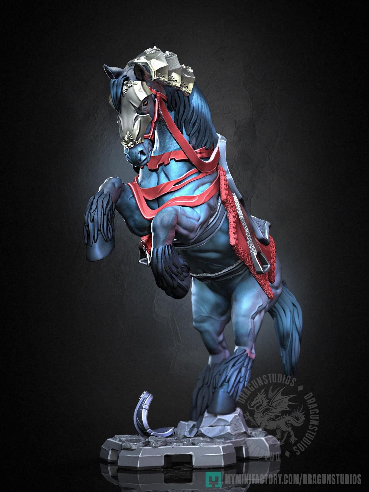 Braford and Horse Miniature - 28mm / 32mm / 36mm - DraGun Studios - Resin Printed Figurine for D&D, TTRPGs, and Board Games