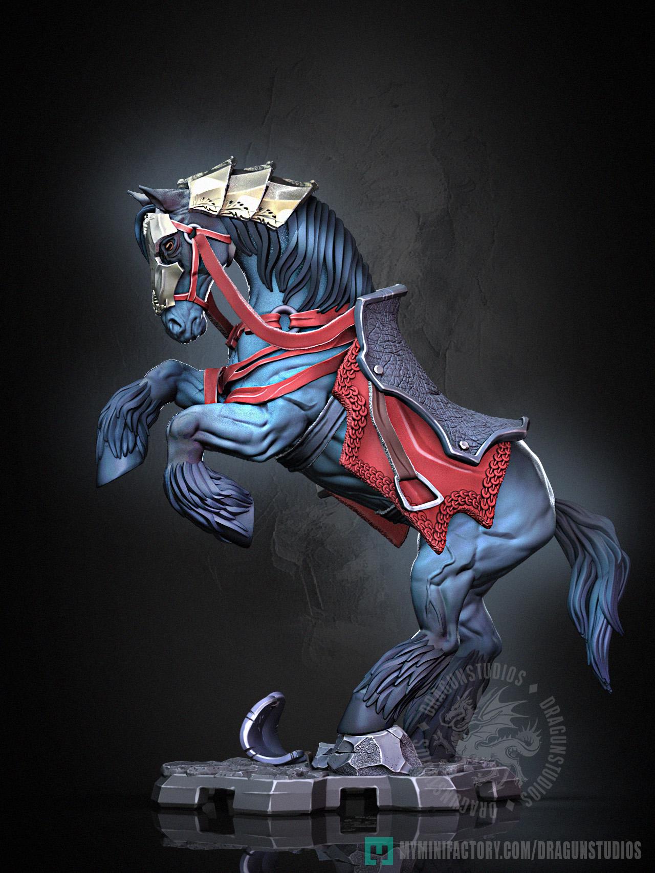 Braford and Horse Miniature - 28mm / 32mm / 36mm - DraGun Studios - Resin Printed Figurine for D&D, TTRPGs, and Board Games