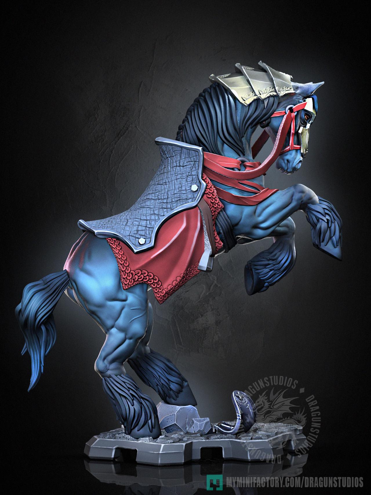 Braford and Horse Miniature - 28mm / 32mm / 36mm - DraGun Studios - Resin Printed Figurine for D&D, TTRPGs, and Board Games