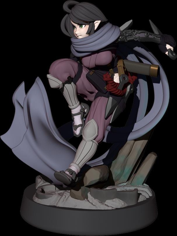 Kunoichi Momochi Miniature - 28mm / 32mm / 36mm / 75mm - LPOMC - Resin Printed Figure for D&D, TTRPGs, and Board Games