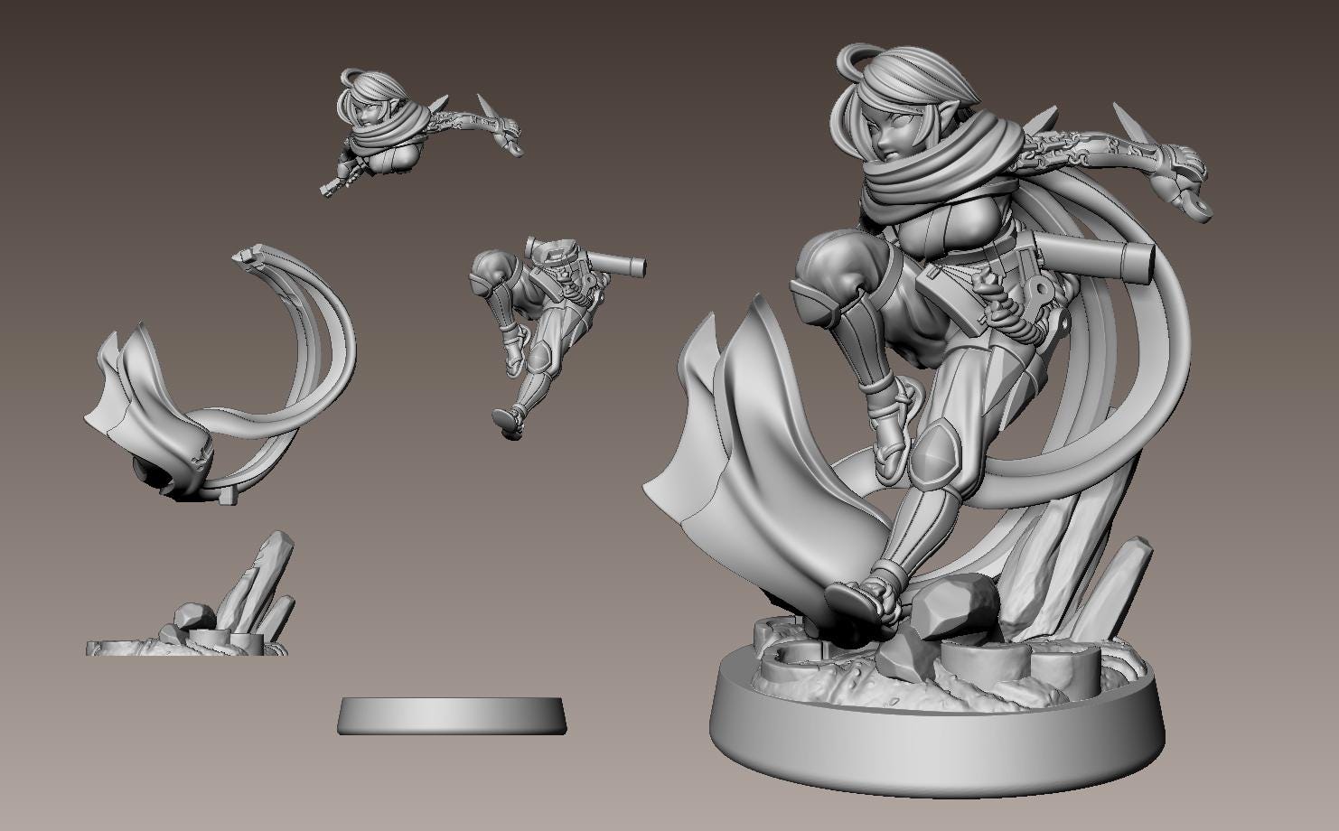 Kunoichi Momochi Miniature - 28mm / 32mm / 36mm / 75mm - LPOMC - Resin Printed Figure for D&D, TTRPGs, and Board Games